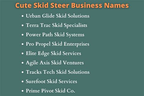 business names for skid steer